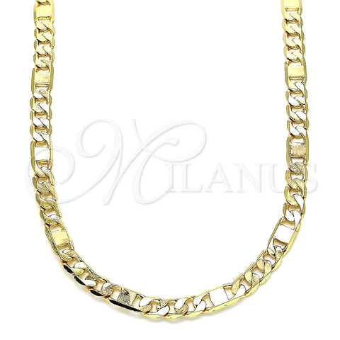 Gargantilla Basica 04.319.0004.16 Oro Laminado, Diseño de Figaro, Pulido, Tono Dorado (04 MM Thickness, 16 Inches Length)