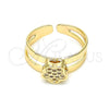 Anillo Infantil 01.233.0012 Oro Laminado, Diseño de Flor, con Blanca Micro Pave, Pulido, Tono Dorado (One size fits all)