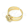 Anillo Infantil 01.233.0012 Oro Laminado, Diseño de Flor, con Blanca Micro Pave, Pulido, Tono Dorado (One size fits all)