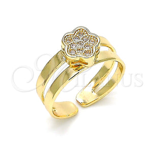 Anillo Infantil 01.233.0012 Oro Laminado, Diseño de Flor, con Blanca Micro Pave, Pulido, Tono Dorado (One size fits all)