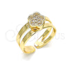 Anillo Infantil 01.233.0012 Oro Laminado, Diseño de Flor, con Blanca Micro Pave, Pulido, Tono Dorado (One size fits all)