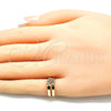 Anillo Infantil 01.233.0012.1 Oro Laminado, Diseño de Flor, con Granate Micro Pave, Pulido, Tono Dorado (One size fits all)