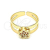 Anillo Infantil 01.233.0012.1 Oro Laminado, Diseño de Flor, con Granate Micro Pave, Pulido, Tono Dorado (One size fits all)