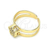 Anillo Infantil 01.233.0012.1 Oro Laminado, Diseño de Flor, con Granate Micro Pave, Pulido, Tono Dorado (One size fits all)