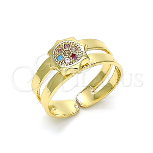 Anillo Infantil 01.233.0013.2 Oro Laminado, con Multicolor Micro Pave, Pulido, Tono Dorado (One size fits all)