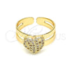 Anillo Infantil 01.233.0014 Oro Laminado, Diseño de Corazón, con Blanca Micro Pave, Pulido, Tono Dorado (One size fits all)