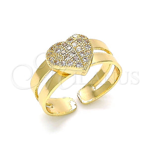 Anillo Infantil 01.233.0014 Oro Laminado, Diseño de Corazón, con Blanca Micro Pave, Pulido, Tono Dorado (One size fits all)
