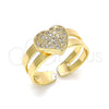 Anillo Infantil 01.233.0014 Oro Laminado, Diseño de Corazón, con Blanca Micro Pave, Pulido, Tono Dorado (One size fits all)