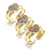 Anillo Infantil 01.233.0014 Oro Laminado, Diseño de Corazón, con Blanca Micro Pave, Pulido, Tono Dorado (One size fits all)