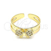 Anillo Infantil 01.233.0016 Oro Laminado, con Blanca Micro Pave, Pulido, Tono Dorado (One size fits all)