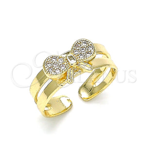 Anillo Infantil 01.233.0016 Oro Laminado, con Blanca Micro Pave, Pulido, Tono Dorado (One size fits all)