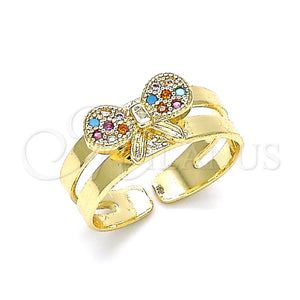 Anillo Infantil 01.233.0016.2 Oro Laminado, con Multicolor Micro Pave, Pulido, Tono Dorado (One size fits all)