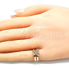 Anillo Infantil 01.233.0017 Oro Laminado, Diseño de Mariposa, con Blanca Micro Pave, Pulido, Tono Dorado (One size fits all)
