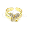Anillo Infantil 01.233.0017 Oro Laminado, Diseño de Mariposa, con Blanca Micro Pave, Pulido, Tono Dorado (One size fits all)