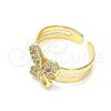Anillo Infantil 01.233.0017 Oro Laminado, Diseño de Mariposa, con Blanca Micro Pave, Pulido, Tono Dorado (One size fits all)