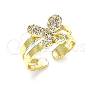 Anillo Infantil 01.233.0017 Oro Laminado, Diseño de Mariposa, con Blanca Micro Pave, Pulido, Tono Dorado (One size fits all)