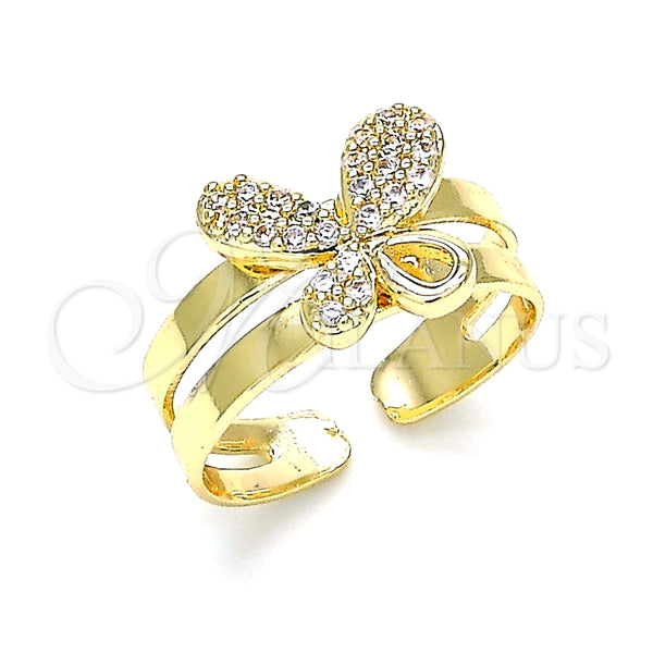 Anillo Infantil 01.233.0017 Oro Laminado, Diseño de Mariposa, con Blanca Micro Pave, Pulido, Tono Dorado (One size fits all)