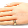Anillo Infantil 01.233.0017.1 Oro Laminado, Diseño de Mariposa, con Granate Micro Pave, Pulido, Tono Dorado (One size fits all)