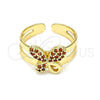 Anillo Infantil 01.233.0017.1 Oro Laminado, Diseño de Mariposa, con Granate Micro Pave, Pulido, Tono Dorado (One size fits all)