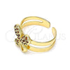 Anillo Infantil 01.233.0017.1 Oro Laminado, Diseño de Mariposa, con Granate Micro Pave, Pulido, Tono Dorado (One size fits all)