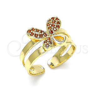 Anillo Infantil 01.233.0017.1 Oro Laminado, Diseño de Mariposa, con Granate Micro Pave, Pulido, Tono Dorado (One size fits all)