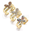 Anillo Infantil 01.233.0017.1 Oro Laminado, Diseño de Mariposa, con Granate Micro Pave, Pulido, Tono Dorado (One size fits all)