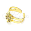 Anillo Infantil 01.233.0018 Oro Laminado, Diseño de Trébol de Cuatro Hojas, con Blanca Micro Pave, Pulido, Tono Dorado (One size fits all)