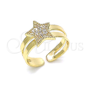 Anillo Infantil 01.233.0019 Oro Laminado, Diseño de Estrella, con Blanca Micro Pave, Pulido, Tono Dorado (One size fits all)
