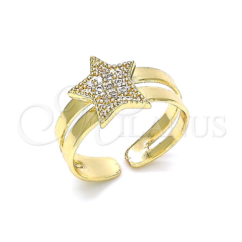 Anillo Infantil 01.233.0019 Oro Laminado, Diseño de Estrella, con Blanca Micro Pave, Pulido, Tono Dorado (One size fits all)