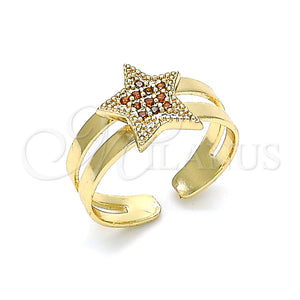 Anillo Infantil 01.233.0019.1 Oro Laminado, Diseño de Estrella, con Granate Micro Pave, Pulido, Tono Dorado (One size fits all)