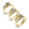 Anillo Infantil 01.233.0019.1 Oro Laminado, Diseño de Estrella, con Granate Micro Pave, Pulido, Tono Dorado (One size fits all)