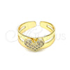 Anillo Infantil 01.233.0020 Oro Laminado, Diseño de Corazón, con Blanca Micro Pave, Pulido, Tono Dorado (One size fits all)