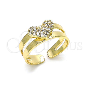 Anillo Infantil 01.233.0020 Oro Laminado, Diseño de Corazón, con Blanca Micro Pave, Pulido, Tono Dorado (One size fits all)