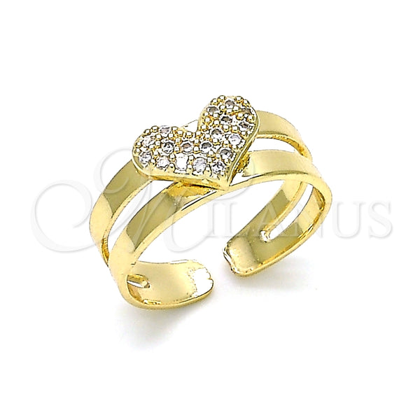 Anillo Infantil 01.233.0020 Oro Laminado, Diseño de Corazón, con Blanca Micro Pave, Pulido, Tono Dorado (One size fits all)
