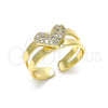 Anillo Infantil 01.233.0020 Oro Laminado, Diseño de Corazón, con Blanca Micro Pave, Pulido, Tono Dorado (One size fits all)