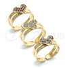Anillo Infantil 01.233.0020 Oro Laminado, Diseño de Corazón, con Blanca Micro Pave, Pulido, Tono Dorado (One size fits all)