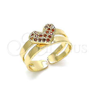 Anillo Infantil 01.233.0020.1 Oro Laminado, Diseño de Corazón, con Granate Micro Pave, Pulido, Tono Dorado (One size fits all)