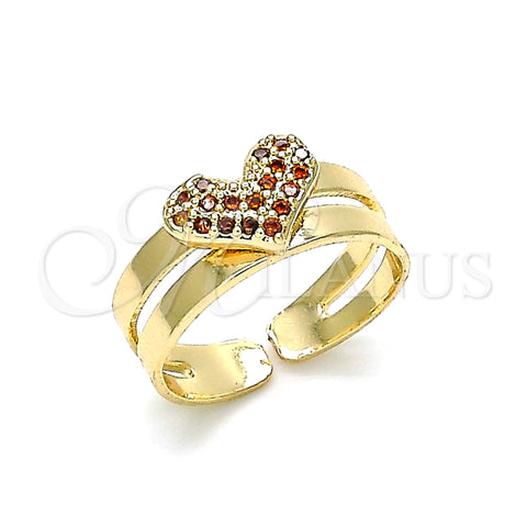 Anillo Infantil 01.233.0020.1 Oro Laminado, Diseño de Corazón, con Granate Micro Pave, Pulido, Tono Dorado (One size fits all)