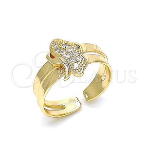 Anillo Infantil 01.233.0021 Oro Laminado, Diseño de Mariposa, con Blanca Micro Pave, Pulido, Tono Dorado (One size fits all)