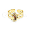 Anillo Infantil 01.233.0021.1 Oro Laminado, Diseño de Mariposa, con Granate Micro Pave, Pulido, Tono Dorado (One size fits all)
