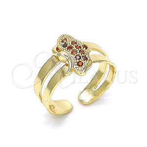 Anillo Infantil 01.233.0021.1 Oro Laminado, Diseño de Mariposa, con Granate Micro Pave, Pulido, Tono Dorado (One size fits all)