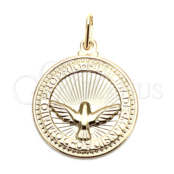 Dije Religioso 05.09.0087 Oro Laminado, Diseño de Águila, Resinado, Tono Dorado