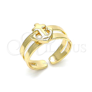 Anillo del Pie 01.233.0022 Oro Laminado, Diseño de Ancla, Pulido, Tono Dorado (One size fits all)