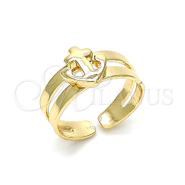 Anillo del Pie 01.233.0022 Oro Laminado, Diseño de Ancla, Pulido, Tono Dorado (One size fits all)