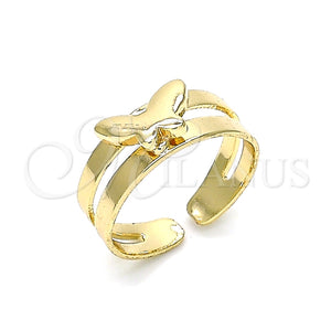 Anillo del Pie 01.233.0023 Oro Laminado, Diseño de Mariposa, Pulido, Tono Dorado (One size fits all)