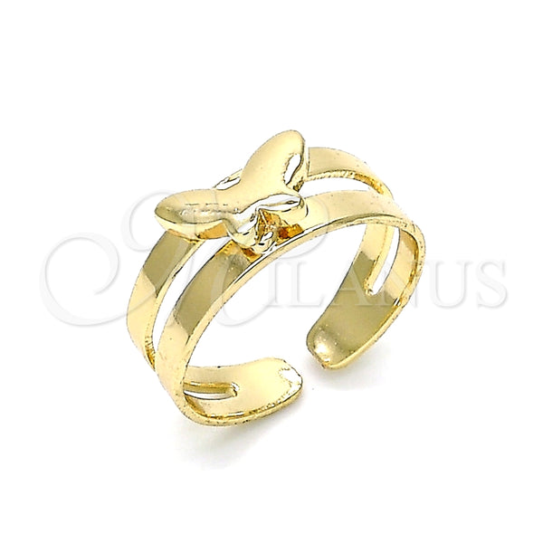 Anillo del Pie 01.233.0023 Oro Laminado, Diseño de Mariposa, Pulido, Tono Dorado (One size fits all)