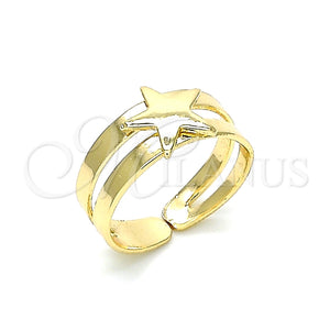 Anillo del Pie 01.233.0024 Oro Laminado, Diseño de Estrella, Pulido, Tono Dorado (One size fits all)