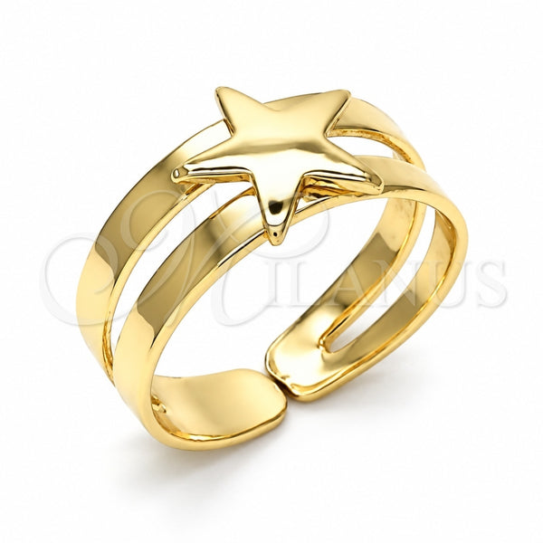 Anillo del Pie 01.233.0024 Oro Laminado, Diseño de Estrella, Pulido, Tono Dorado (Talla Unica)