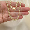 Gargantilla Basica 04.213.0102.30 Oro Laminado, Diseño de Rope, Pulido, Tono Dorado (04 MM Thickness, 30 Inches Length)