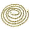 Gargantilla Basica 04.213.0102.30 Oro Laminado, Diseño de Rope, Pulido, Tono Dorado (04 MM Thickness, 30 Inches Length)